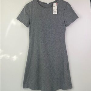 NEW Uniqlo Gray A Line Short Sleeve Mini Bra Dress